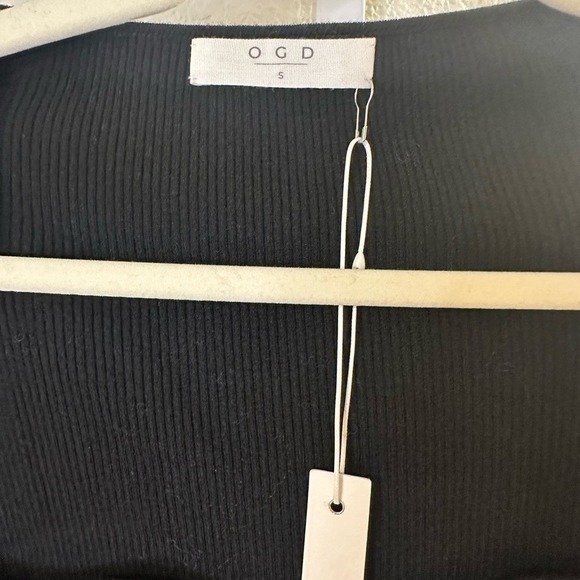 OGD Black Ribbed Knit Sweetheart Long Sleeve Bodycon Midi Dress Small NWT - Picture 4 of 6